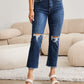 RFM Crop Dylan Full Size Tummy Control Distressed High Waist Raw Hem Jeans