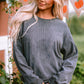 Round Neck Ribbed Sweatshirt