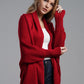 Dolman Sleeve Open Front Ribbed Trim Longline Cardigan