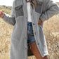 Collared Neck Long Sleeve Longline Teddy Jacket