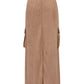 Slit Corduroy Maxi Skirt with Pockets