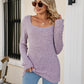 Square Neck Ribbed Long Sleeve T-Shirt