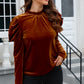 Frill Mock Neck Puff Sleeve Blouse