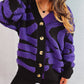 Contrast Button Up Long Sleeve Cardigan