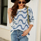 Wave Stripe Ribbed Trim Tunic Sweater