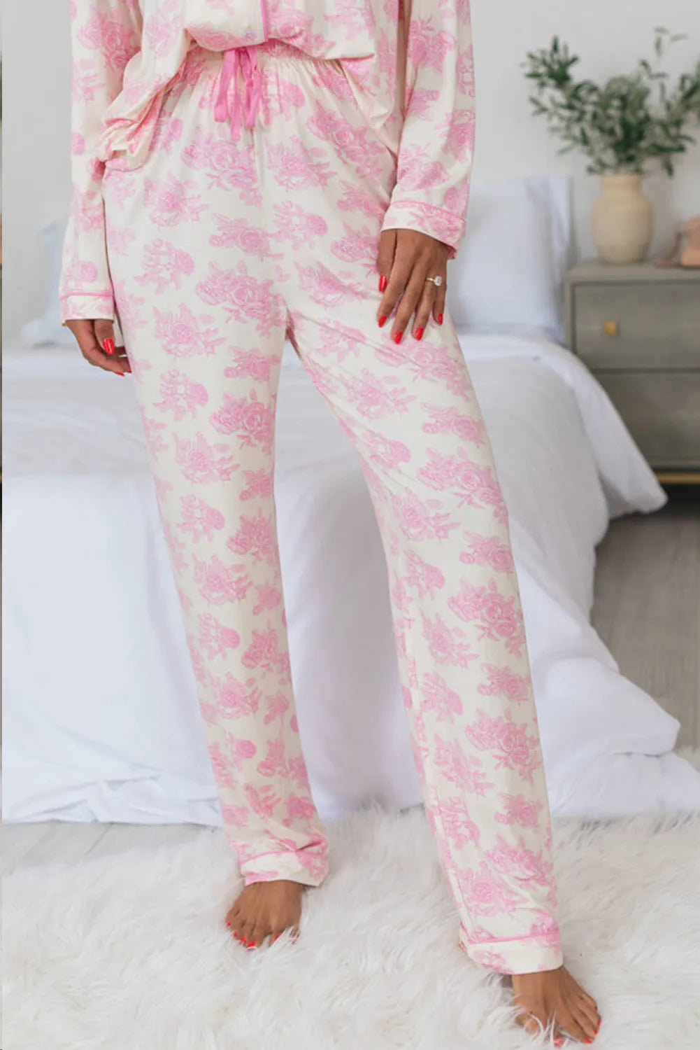 Floral Pink + White Pajama Set