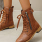 PU Leather Lace-Up Boots