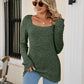 Square Neck Ribbed Long Sleeve T-Shirt