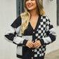 Plaid V-Neck Dropped Shoulder Cardigan