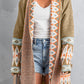 Geometric Open Front Long Sleeve Cardigan