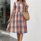 Plaid Round Neck Cap Sleeve Dress