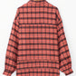 Red Plaid Long Sleeve Distressed Hem Shirt