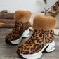 Side Zipper Leopard Platform Boots