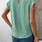 Ruched Round Neck Cap Sleeve Blouse