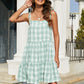 Plaid Tie-Shoulder Sleeveless Tiered Dress