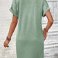 Quarter Button V-Neck Short Sleeve Dress