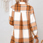 Plaid Collared Neck Flounce Sleeve Shirt Dress