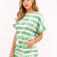 Striped Round Neck Top & Shorts Set