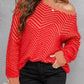 Striped Round Neck Dropped Shoulder Sweater