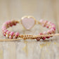 Rose Quartz Heart Beaded Bracelet